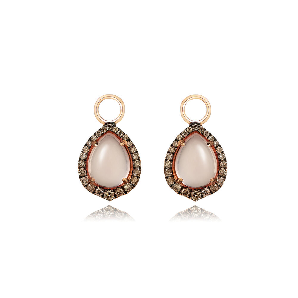 18ct Rose Gold Rose Quartz Diamond Earring Drops | Annoushka jewelley